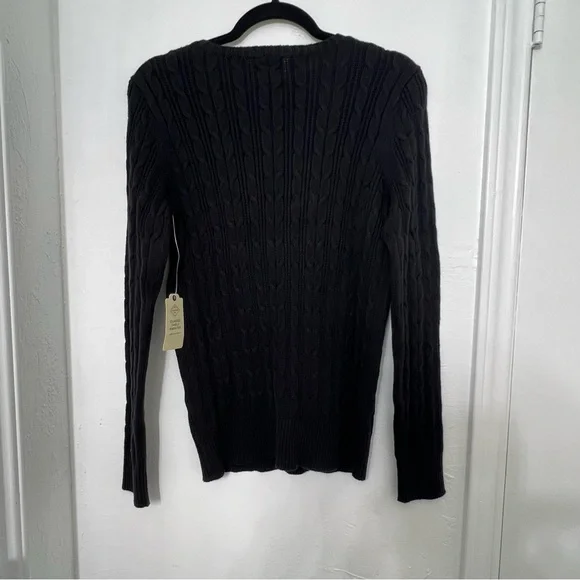 St. John’s Bay Women’s Long Sleeve Pullover Cable Knit, Ribbed Trim, V-Neck, Med - Picture 7 of 7